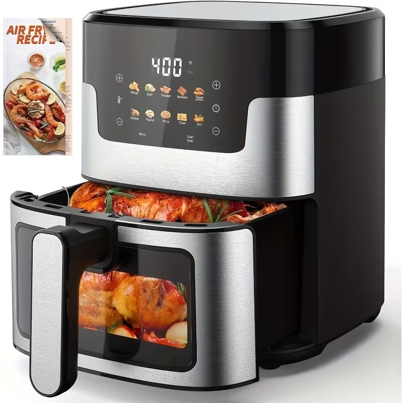 Air Fryers, Pro 10-in-1 with Large Capacity Basket, 95% Less Oil, Match Cook & Smart Finish to Roast, Broil& More for Quick, Easy Meals, Stainless Steel