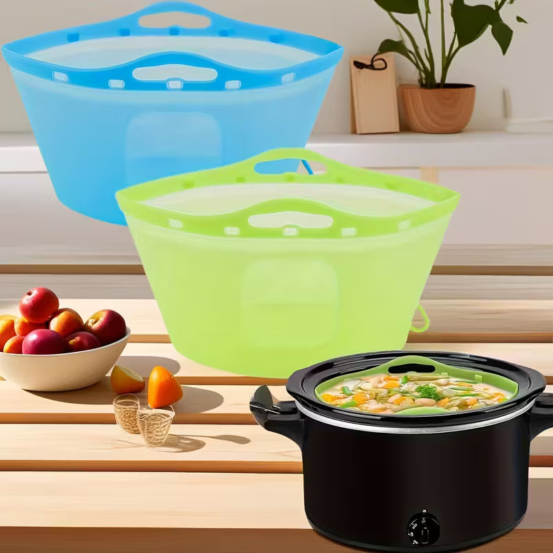 1pc Silicone slow cooker slot, reusable 6-10QT slow cooker liner divider Silicone slow cooker liner, leak proof dishwasher safe cooking bag slot, suitable for oval or round slow cookers.