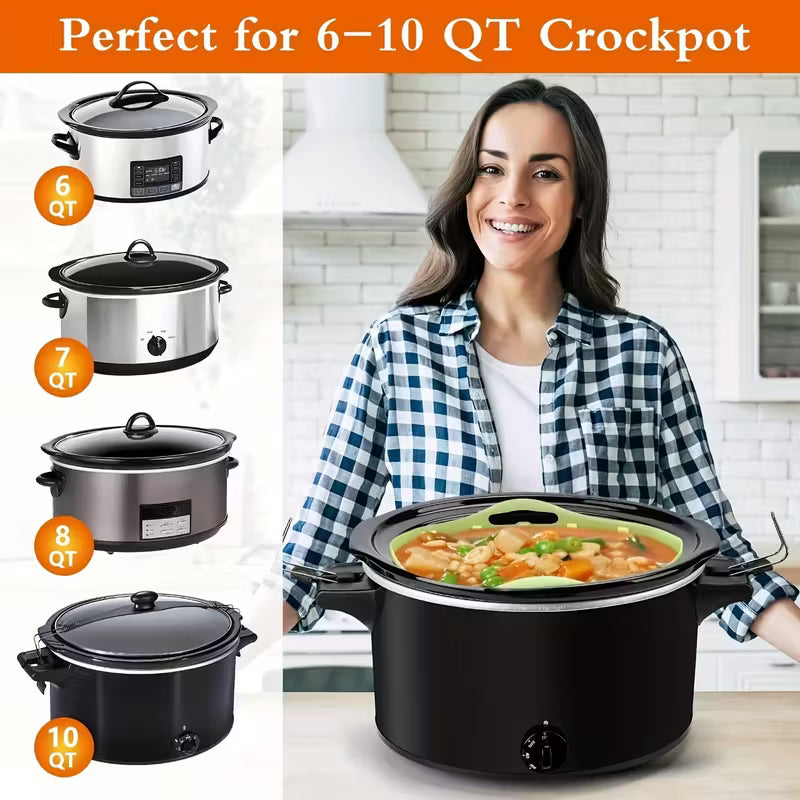 1pc Silicone slow cooker slot, reusable 6-10QT slow cooker liner divider Silicone slow cooker liner, leak proof dishwasher safe cooking bag slot, suitable for oval or round slow cookers.