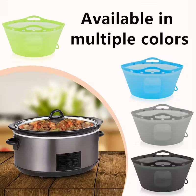 1pc Silicone slow cooker slot, reusable 6-10QT slow cooker liner divider Silicone slow cooker liner, leak proof dishwasher safe cooking bag slot, suitable for oval or round slow cookers.