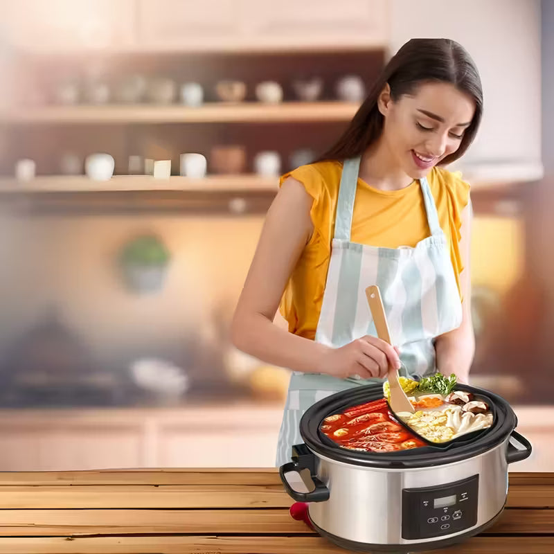 1pc Silicone slow cooker slot, reusable 6-10QT slow cooker liner divider Silicone slow cooker liner, leak proof dishwasher safe cooking bag slot, suitable for oval or round slow cookers.