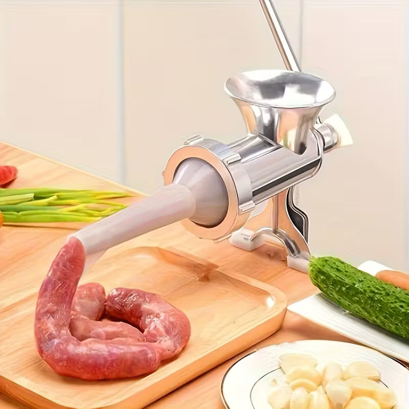 Manual Meat Grinder with Table Clamp - Heavy-Duty Stainless Steel Hand Crank Food Processor, No Electricity Needed, for Ground Meat, Vegetables, Spices