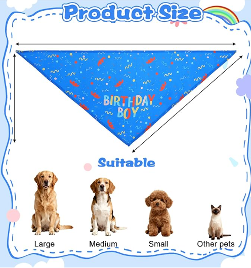 Birthday Boy Dog Bandana, 1PCS Birthday Dog Bandana Printed Triangle Scarf, for Puppy Large Medium Dogs Party Supplies