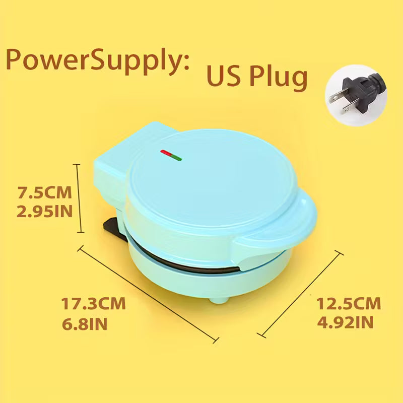 Easy-Clean Mini Waffle Maker with Non-Stick Coating - BPA-Free, 110V Plug-In Round Waffle Pan for Perfect Breakfasts at Home