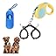 Double Dog Leash for Walking 2 Small Dogs (Up to 33 Lbs Each), Dual Retractable 9.8ft Extendable Strong Nylon Tape Pet Leash with Poop Bags, One-Handed Brake, Pause, Lock (Black)