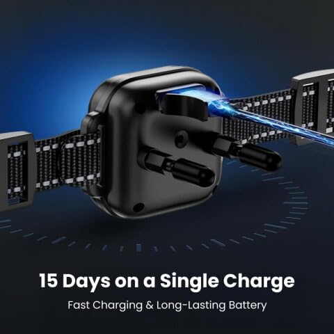 Anti-Bark Dog Collar, Smart Bark Control with 4 Modes, 8 Sensitivity Levels, Rechargeable for Dogs (Black)