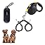 Double Dog Leash for Walking 2 Small Dogs (Up to 33 Lbs Each), Dual Retractable 9.8ft Extendable Strong Nylon Tape Pet Leash with Poop Bags, One-Handed Brake, Pause, Lock (Black)