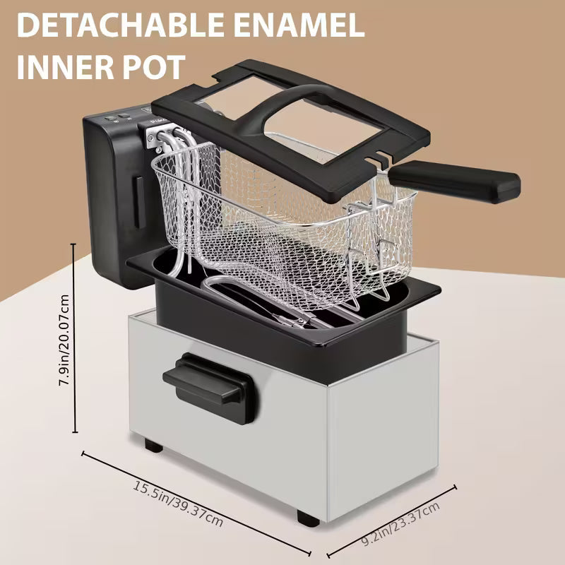 SUSTEAS Deep Fryer for Home Use, Large Capacity Oil Fryer with 5 Sizes, Adjustable Temperature Control, Easy-to-Clean Pot, Made Of Stainless Steel, Local Warehouse, Compact And Durable Design, Stylish Cooking Appliance & Essential Kitchen Tool.