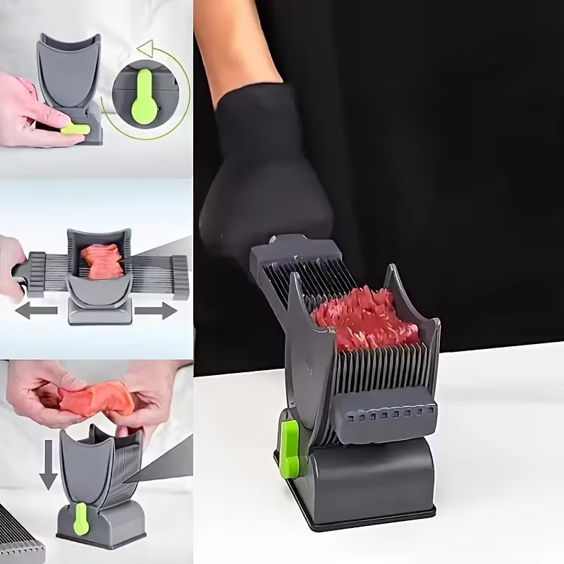 Manual Meat Slicer with Stainless Steel Blades - Efficiently Cuts Beef, Lamb, Fish into Thin Slices or Strips - Ergonomic Design for Easy Use in Kitchen, Kitchen Slicer|Ergonomic Kitchen Tool|Durable Kitchen Gadget