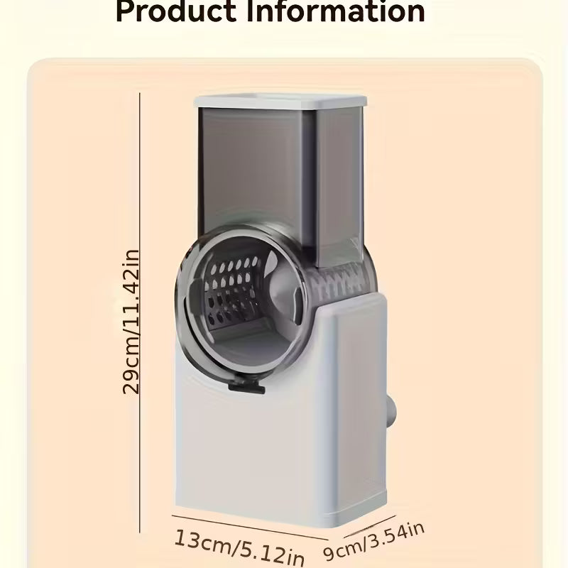 Very Beautiful Large Mouth Hand Crank Rolling Cutter for Home Use, 3 Configurations. Quick, Easy and Time-Saving Fruit & Vegetable Slicer/Shredder with Beef Tenderizer Function