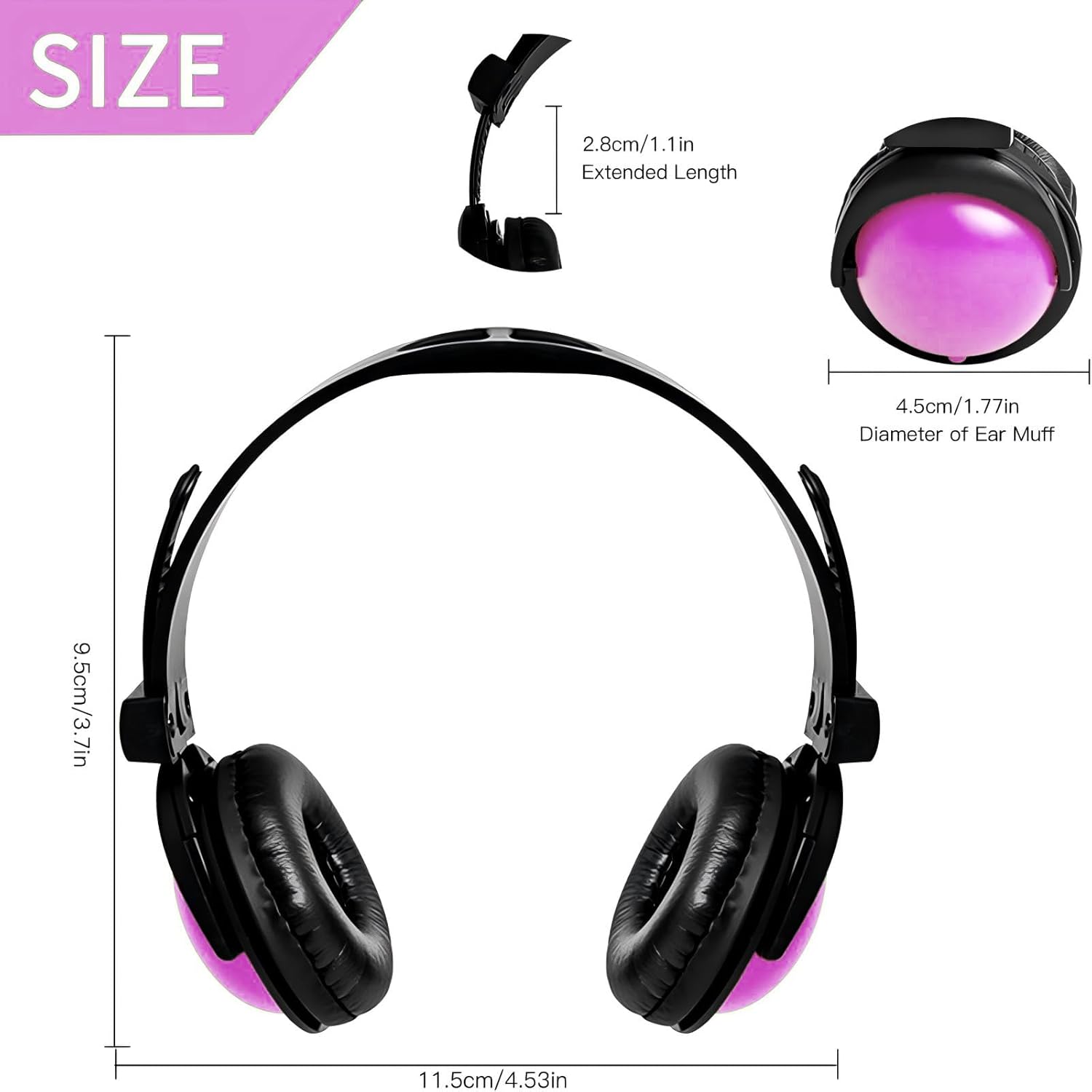 Pet Headphones for Small Dogs & Cats-Adjustable Headband Costume Accessories for Stuffed Animals Dress Up-Cute Party Favors, Cosplay Props, Photo Shoot Supplies-Black&Pink