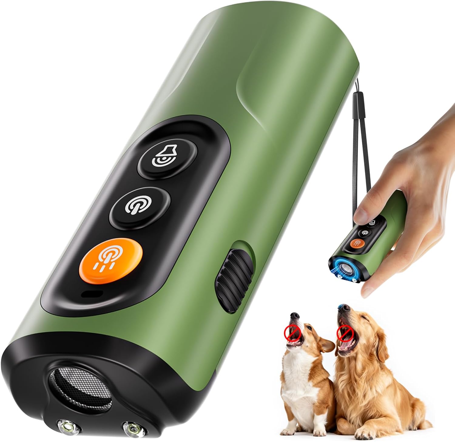 Dog Bark Deterrent Device, 50FT Range Ultrasonic Anti-Barking Tool for Training - Safe & Effective, Rechargeable Orange Handheld with LED for Indoor/Outdoor, Humane No-Collar Alternative