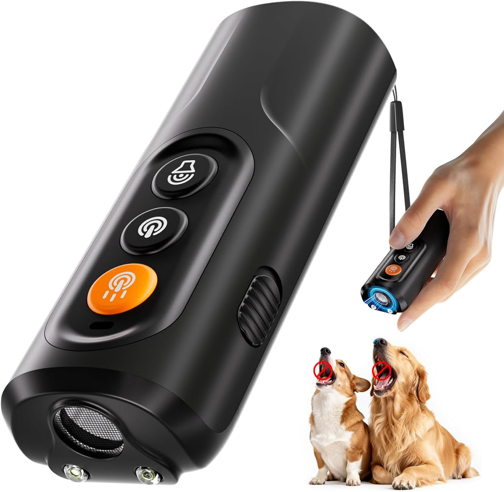 Dog Bark Deterrent Device, 50FT Range Ultrasonic Anti-Barking Tool for Training - Safe & Effective, Rechargeable Orange Handheld with LED for Indoor/Outdoor, Humane No-Collar Alternative