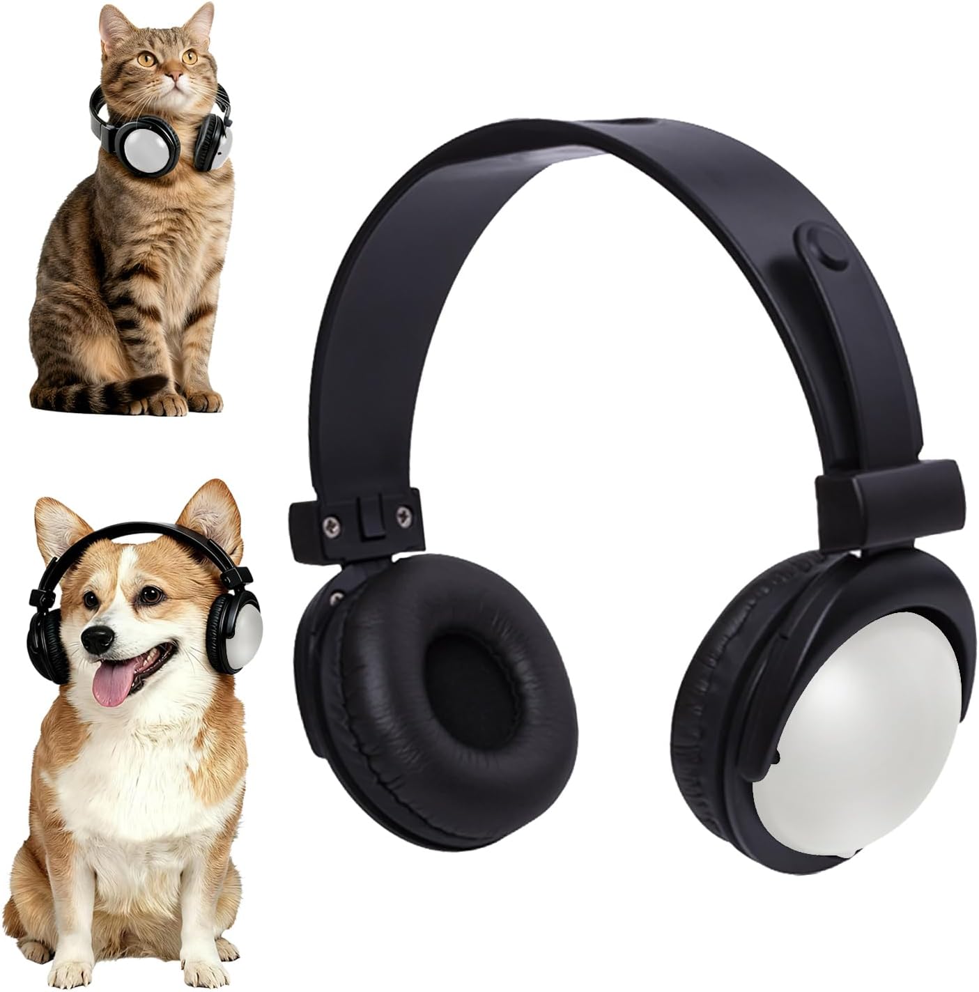 Pet Headphones for Small Dogs & Cats-Adjustable Headband Costume Accessories for Stuffed Animals Dress Up-Cute Party Favors, Cosplay Props, Photo Shoot Supplies-Black&Pink