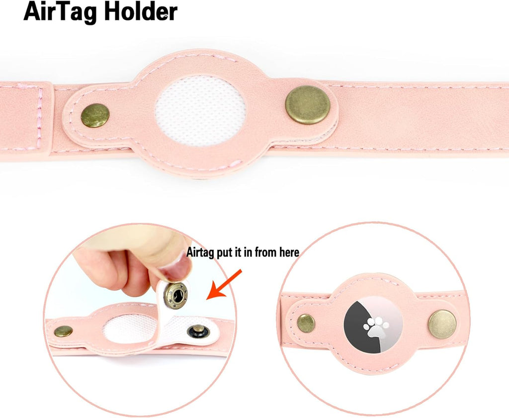 AirTag Dog Collar for Small Dogs Puppy - Soft Leather Dog Collar with Apple AirTag Holder and Metal Buckle - Smart Tracker GPS Apple Air Tag Pet Collars (Red, S)