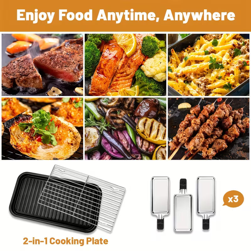 Smokeless Electric Grill | Indoor Grill with Removable Non-Stick Plate, 1700W, Portable BBQ Grill, Electric Griddle, Stainless Steel, Dishwasher Safe, Ideal for Cooking and Gifts, Perfect for Christmas