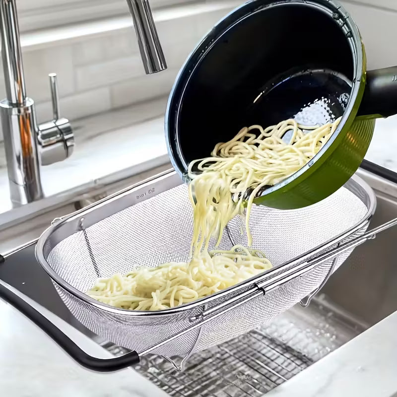 Expandable Stainless Steel Filter With Fine Mesh And Drain Basket - Perfect For Vegetables And Kitchen Accessories Can Be Paired With A Fruit Basket Worth Choosing