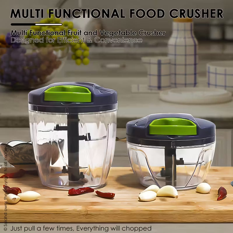 1pc Stainless Steel Garlic Maker - Manual Food Processor & Multi-Chopper with Easy Pull String Design - Durable, BPA-Free for Quick Onion, Garlic, Vegetable, Fruit, Nut & Herb Slicing - Essential Kitchen Accessory