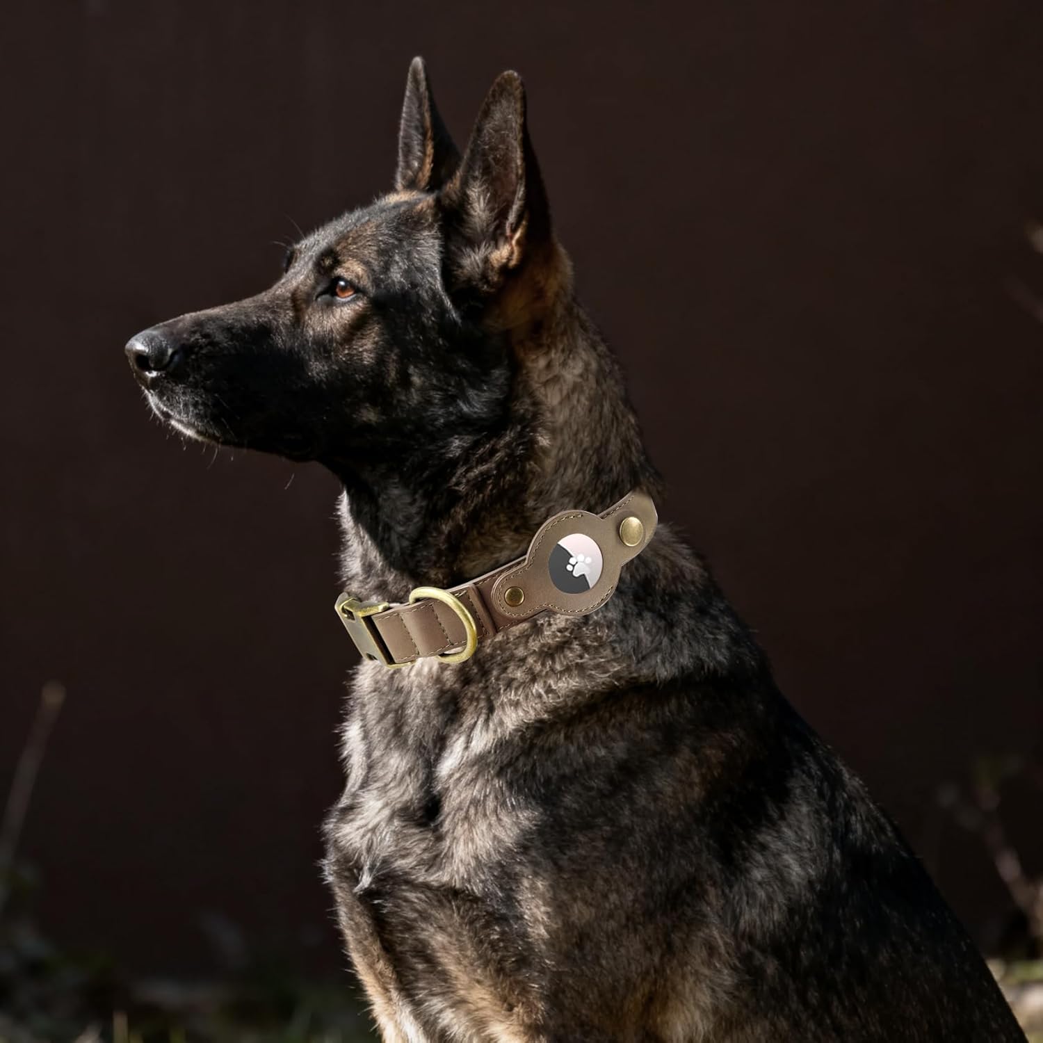 AirTag Dog Collar for Small Dogs Puppy - Soft Leather Dog Collar with Apple AirTag Holder and Metal Buckle - Smart Tracker GPS Apple Air Tag Pet Collars (Red, S)