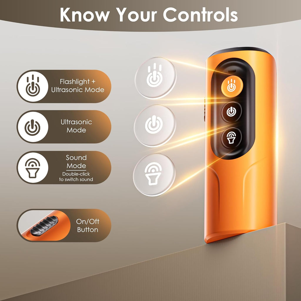 Dog Bark Deterrent Device, 50FT Range Ultrasonic Anti-Barking Tool for Training - Safe & Effective, Rechargeable Orange Handheld with LED for Indoor/Outdoor, Humane No-Collar Alternative