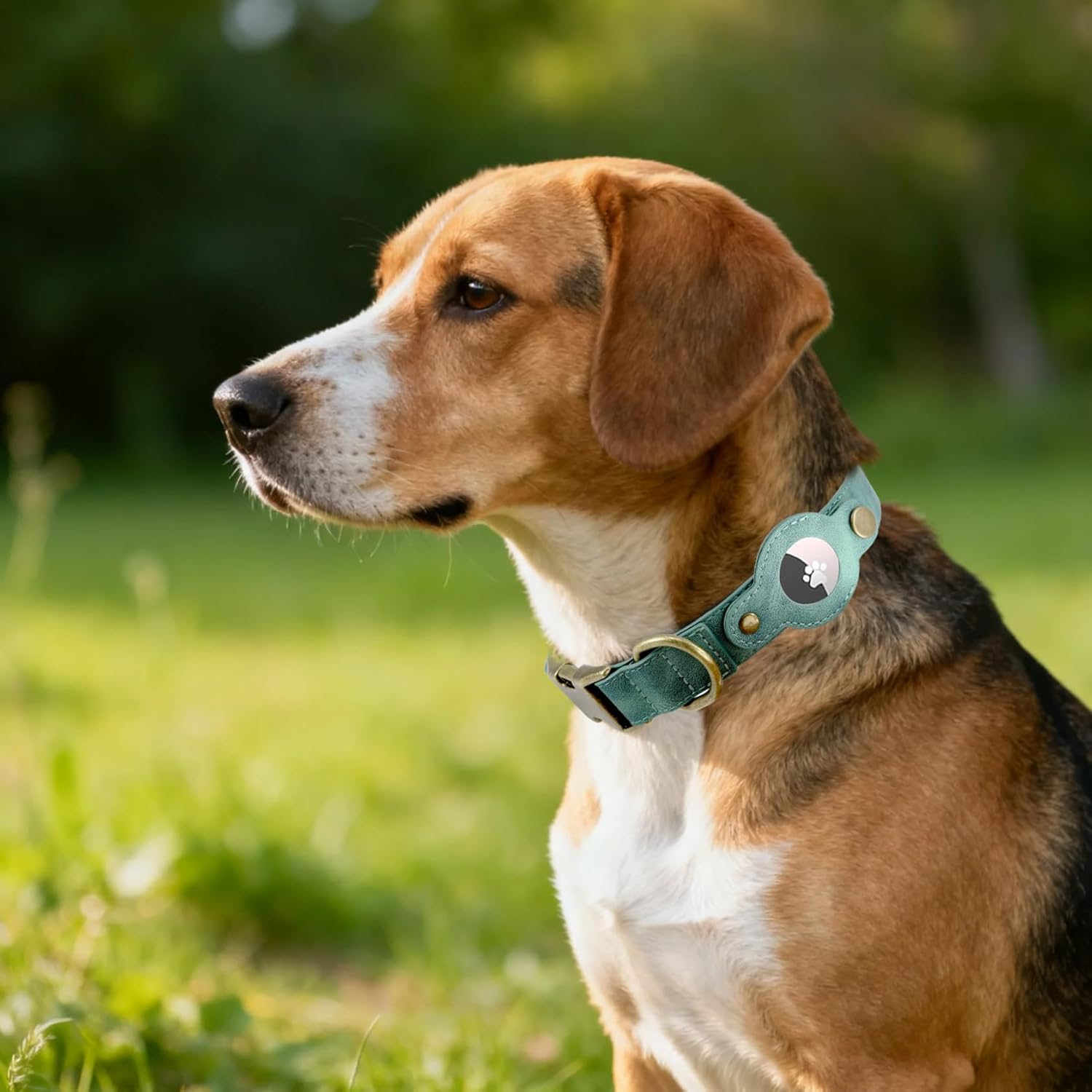 AirTag Dog Collar for Small Dogs Puppy - Soft Leather Dog Collar with Apple AirTag Holder and Metal Buckle - Smart Tracker GPS Apple Air Tag Pet Collars (Red, S)