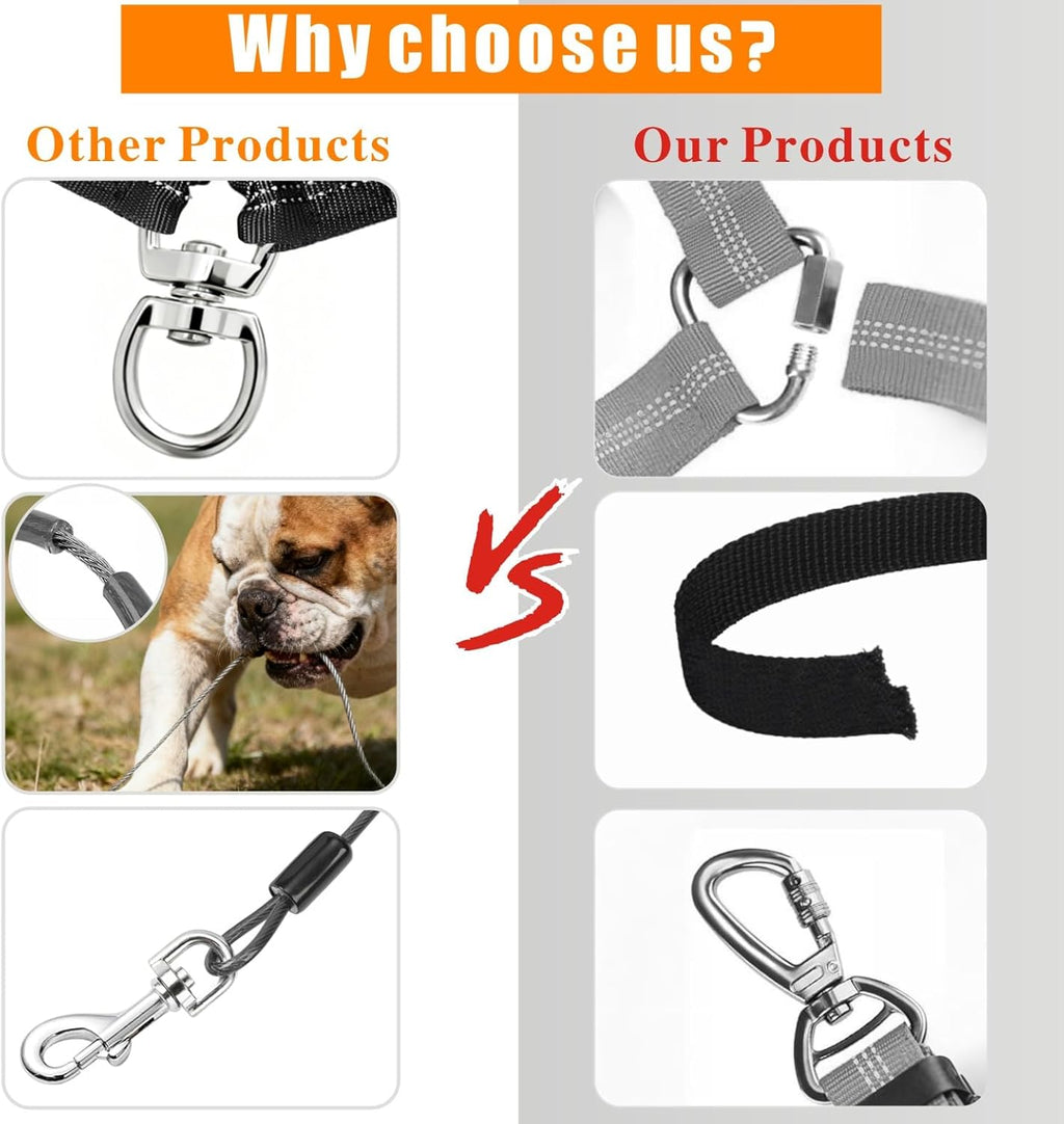 Dog Seat Belt for Car, 2 Pcs Stainless Steel Chew Proof Dog Seatbelt 3 in 1 Harness for Safety Heavy Duty Pet Seat Belt for Medium & Large Dogs (Black+Black)