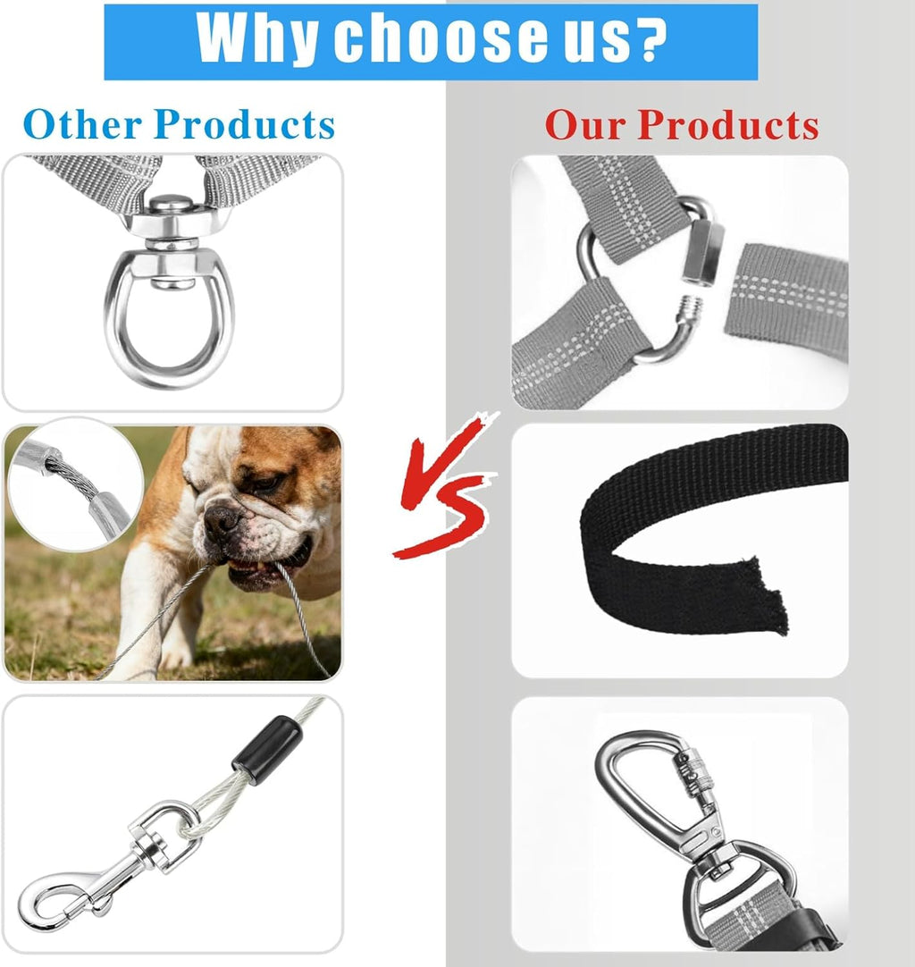 Dog Seat Belt for Car, 2 Pcs Stainless Steel Chew Proof Dog Seatbelt 3 in 1 Harness for Safety Heavy Duty Pet Seat Belt for Medium & Large Dogs (Black+Black)