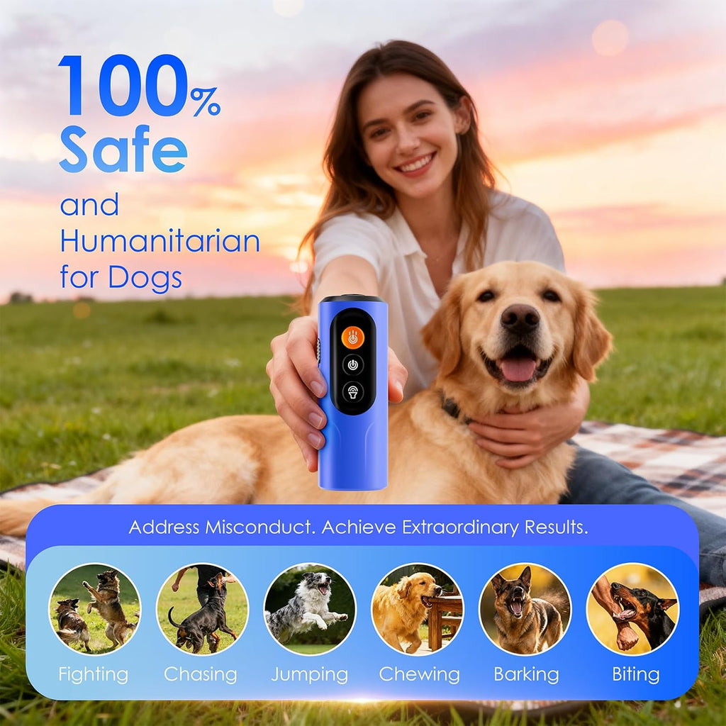Dog Bark Deterrent Device, 50FT Range Ultrasonic Anti-Barking Tool for Training - Safe & Effective, Rechargeable Orange Handheld with LED for Indoor/Outdoor, Humane No-Collar Alternative