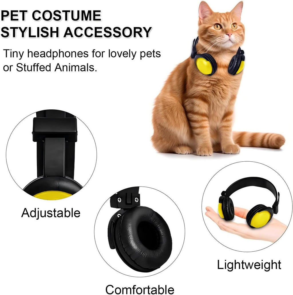 Pet Headphones for Small Dogs & Cats-Adjustable Headband Costume Accessories for Stuffed Animals Dress Up-Cute Party Favors, Cosplay Props, Photo Shoot Supplies-Black&Pink