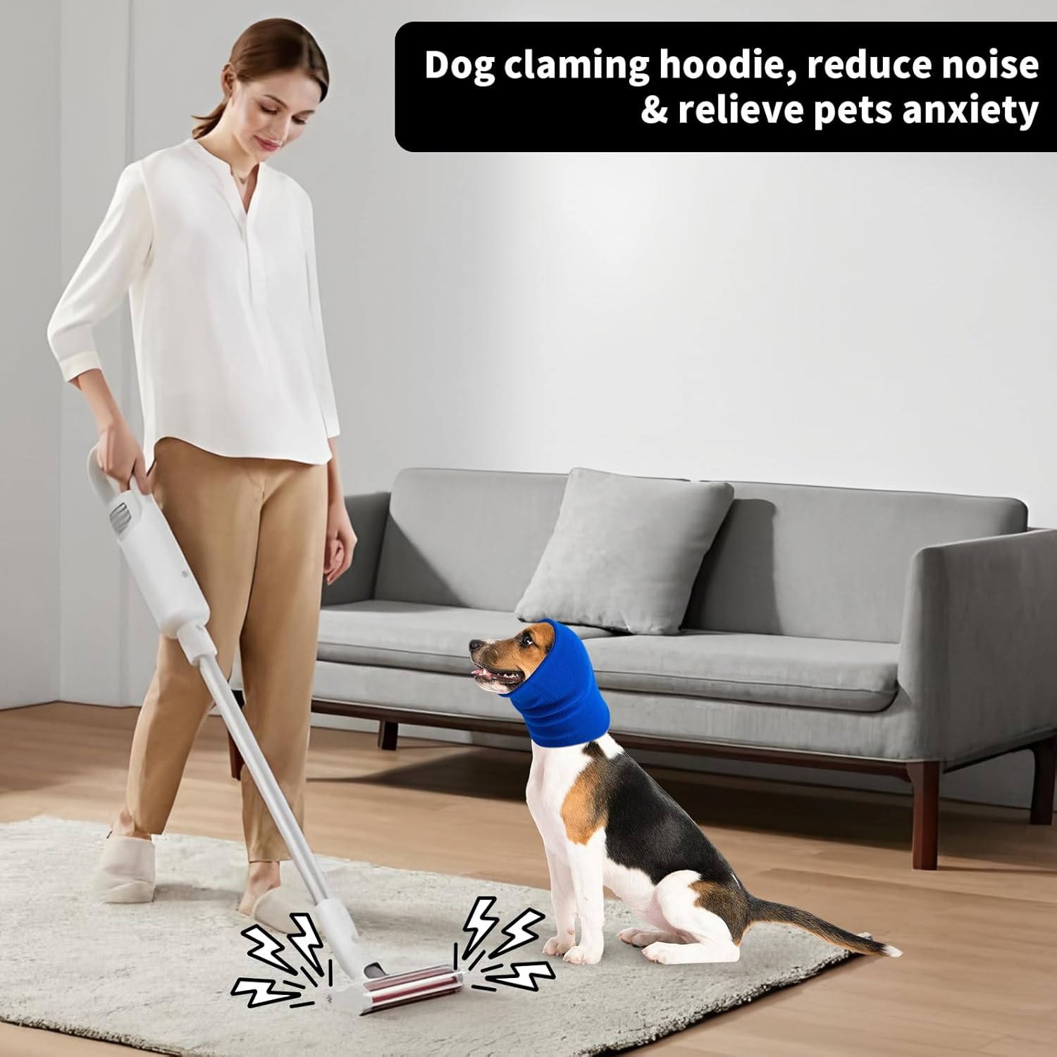 3Pack Dog Calming Hoodie for Small Medium Large Dogs High Elastic Pet Anxiety Relief Ear Wrap Cat Calming Collar Noise Reduce Protection for Fireworks,Thunder,Force Drying (Grey)