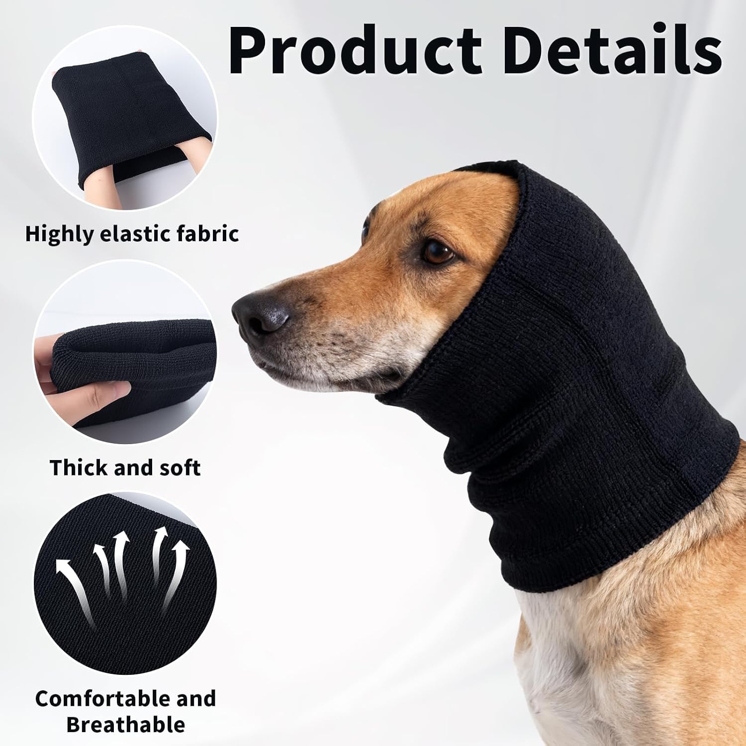 3Pack Dog Calming Hoodie for Small Medium Large Dogs High Elastic Pet Anxiety Relief Ear Wrap Cat Calming Collar Noise Reduce Protection for Fireworks,Thunder,Force Drying (Grey)