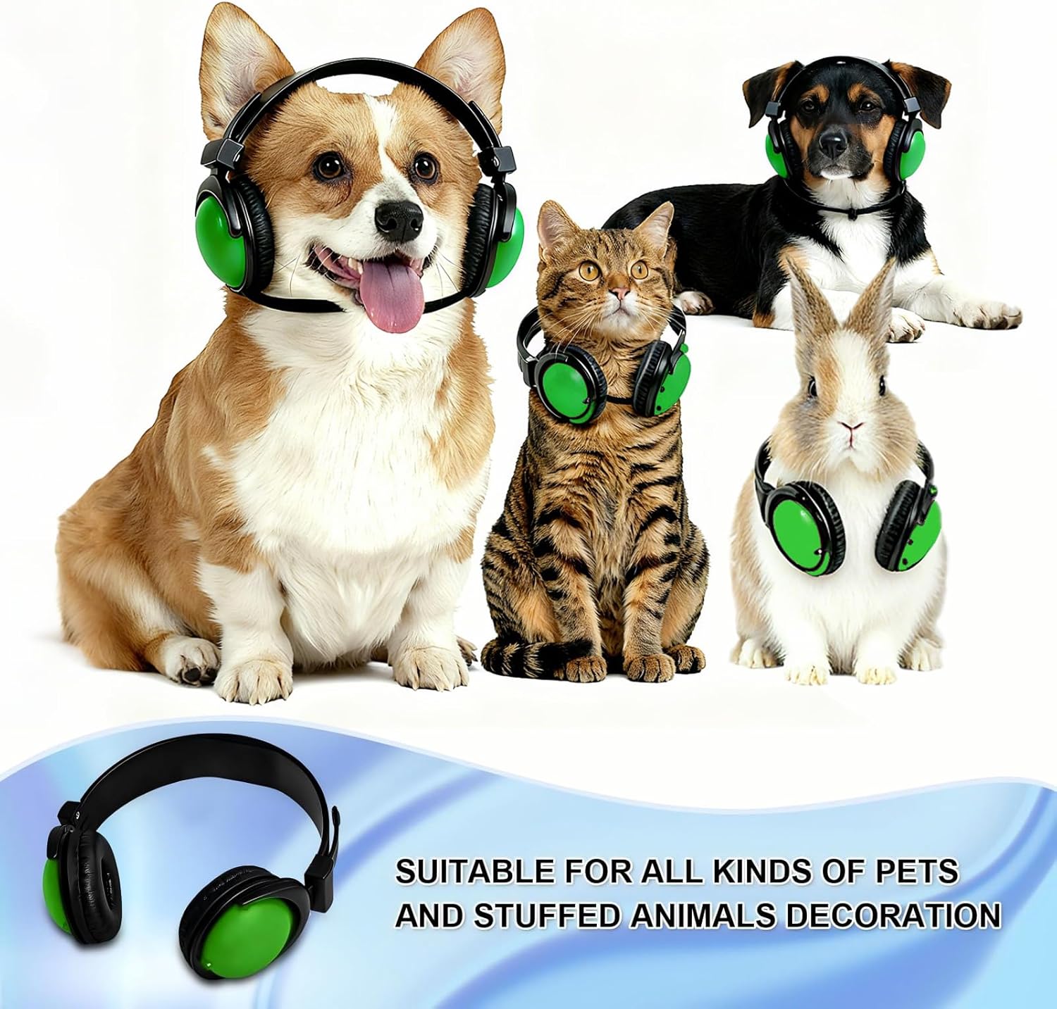 Pet Headphones for Small Dogs & Cats-Adjustable Headband Costume Accessories for Stuffed Animals Dress Up-Cute Party Favors, Cosplay Props, Photo Shoot Supplies-Black&Pink