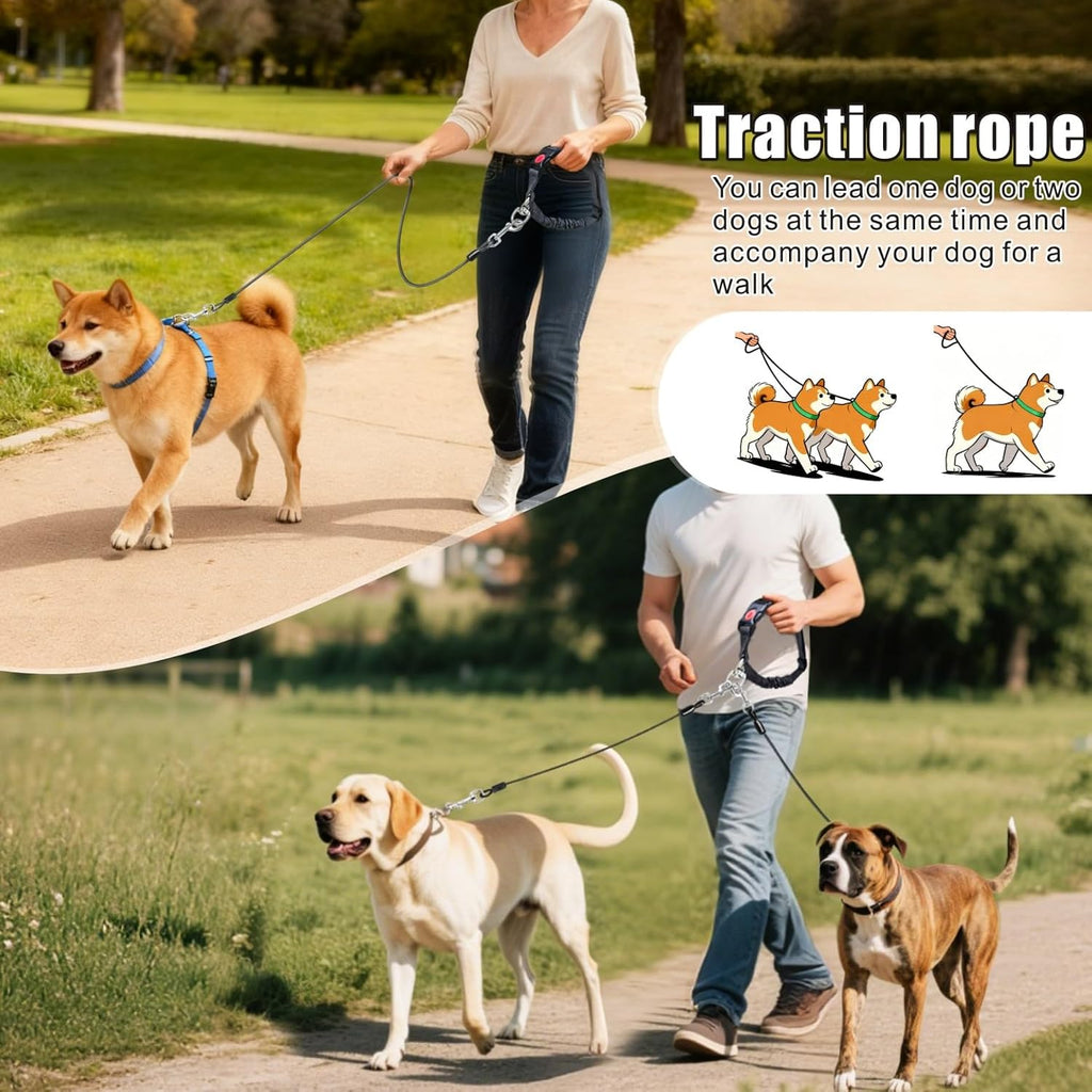 Dog Seat Belt for Car, 2 Pcs Stainless Steel Chew Proof Dog Seatbelt 3 in 1 Harness for Safety Heavy Duty Pet Seat Belt for Medium & Large Dogs (Black+Black)