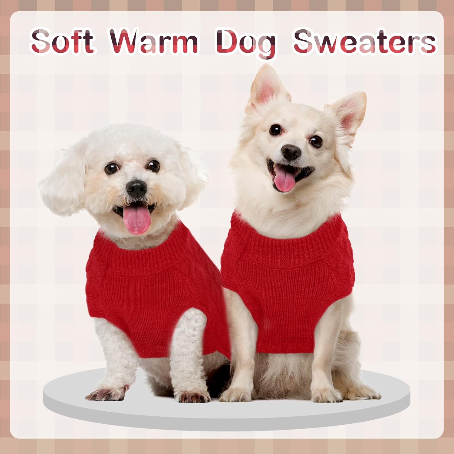 Dog Sweater Warm Pullover Pet Sweater Classic Turtleneck Doggie Knitwear, Puppy Sweaters for Small Medium Dogs Girl Boy