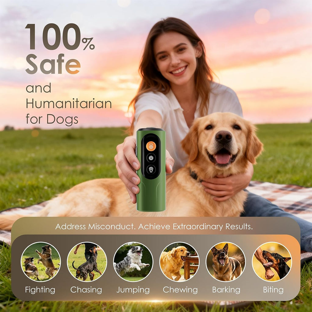Dog Bark Deterrent Device, 50FT Range Ultrasonic Anti-Barking Tool for Training - Safe & Effective, Rechargeable Orange Handheld with LED for Indoor/Outdoor, Humane No-Collar Alternative