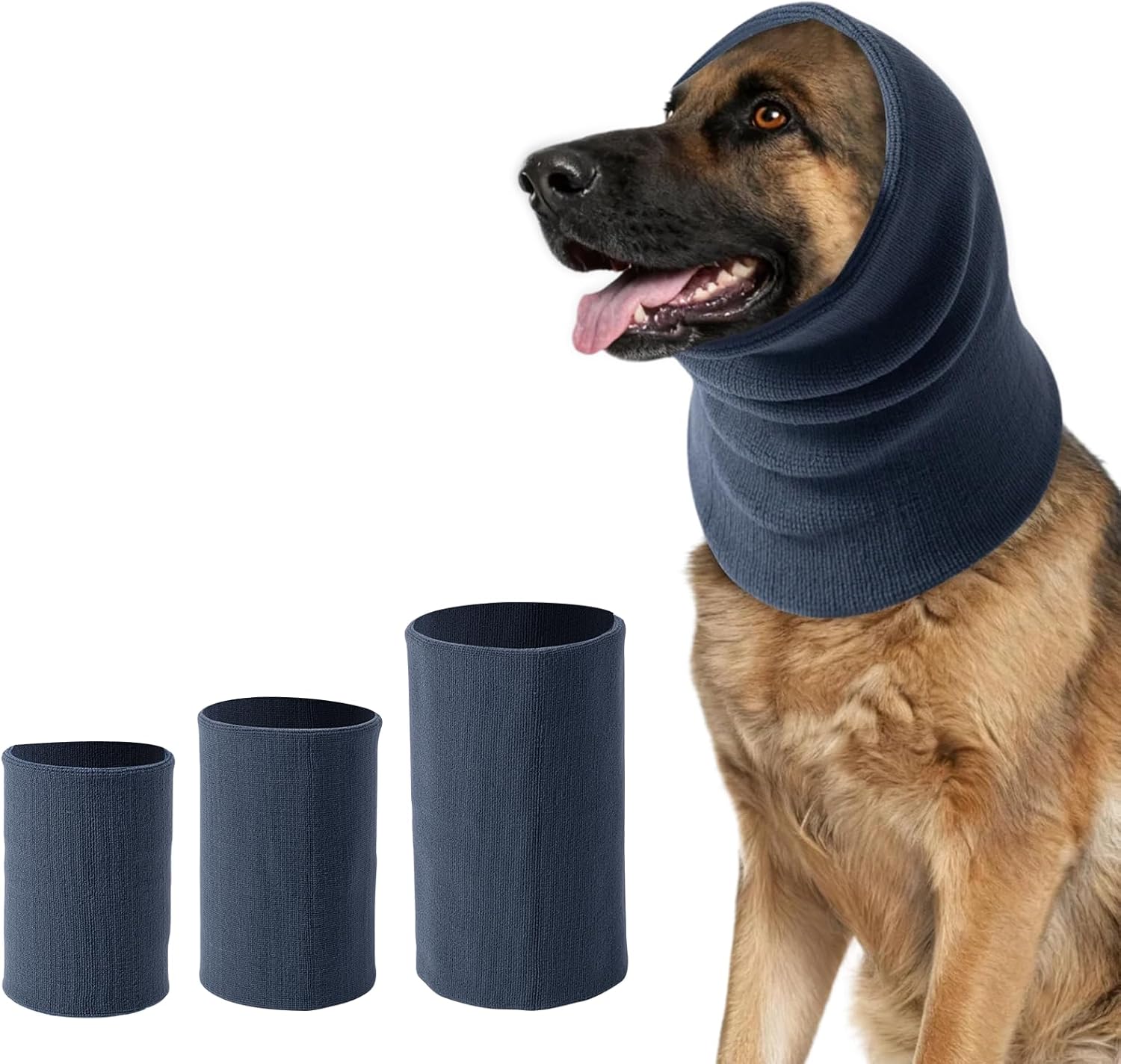 3Pack Dog Calming Hoodie for Small Medium Large Dogs High Elastic Pet Anxiety Relief Ear Wrap Cat Calming Collar Noise Reduce Protection for Fireworks,Thunder,Force Drying (Grey)