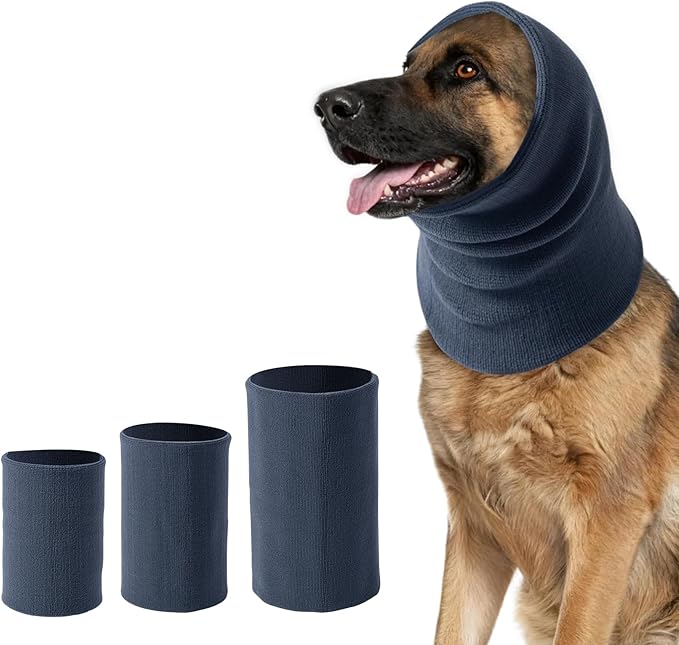 3Pack Dog Calming Hoodie for Small Medium Large Dogs High Elastic Pet Anxiety Relief Ear Wrap Cat Calming Collar Noise Reduce Protection for Fireworks,Thunder,Force Drying (Grey)