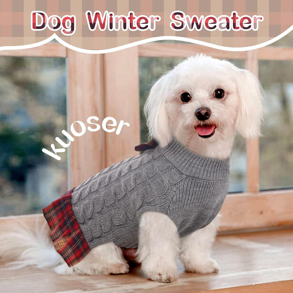 Dog Sweater Warm Pullover Pet Sweater Classic Turtleneck Doggie Knitwear, Puppy Sweaters for Small Medium Dogs Girl Boy