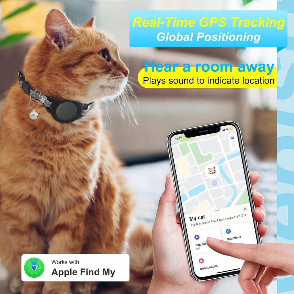 GPS Tracker for Cats (1 Pack), mini GPS Cat Tracker, Smart Pet Activity Tracker, No Monthly Fee, Compatible with Apple Find My(iOS Only), Anti-Lost, Finder Tag for Vehicles, Pets, Kids, Items