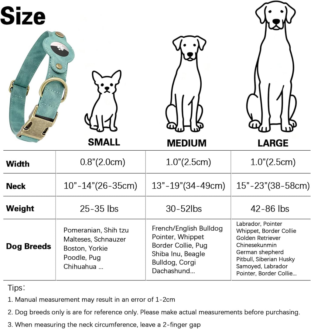 AirTag Dog Collar for Small Dogs Puppy - Soft Leather Dog Collar with Apple AirTag Holder and Metal Buckle - Smart Tracker GPS Apple Air Tag Pet Collars (Red, S)