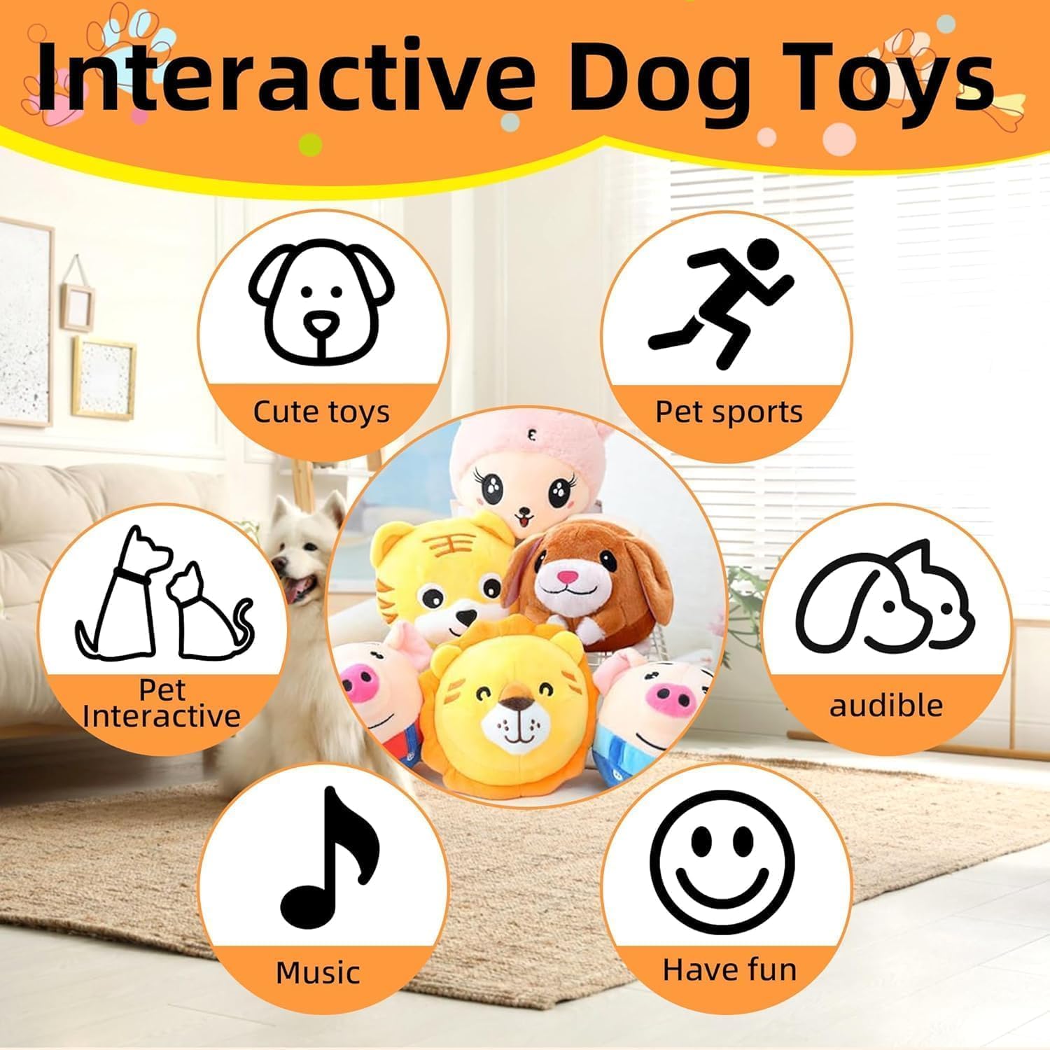 Active Moving Pet Plush Toy,2026 Upgrade Interactive Squeaky Talking Moving Dog Ball Toy, Washable Cartoon Pig Plush Toy for Dogs Puppies to Keep Them Busy. (#A6)