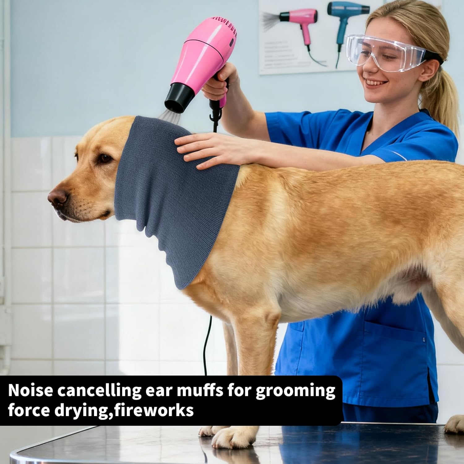 3Pack Dog Calming Hoodie for Small Medium Large Dogs High Elastic Pet Anxiety Relief Ear Wrap Cat Calming Collar Noise Reduce Protection for Fireworks,Thunder,Force Drying (Grey)