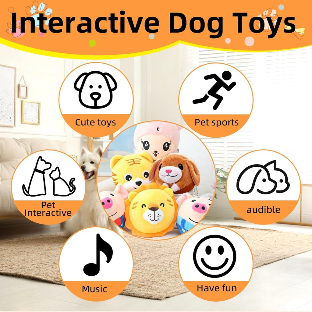 2026 Upgrade Active Moving Pet Plush Toy, Premium Interactive Squeaky Talking Moving Dog Ball Toy, Washable Cartoon Pig Plush Toy for Dogs Puppies to Keep Them Busy (#A3)