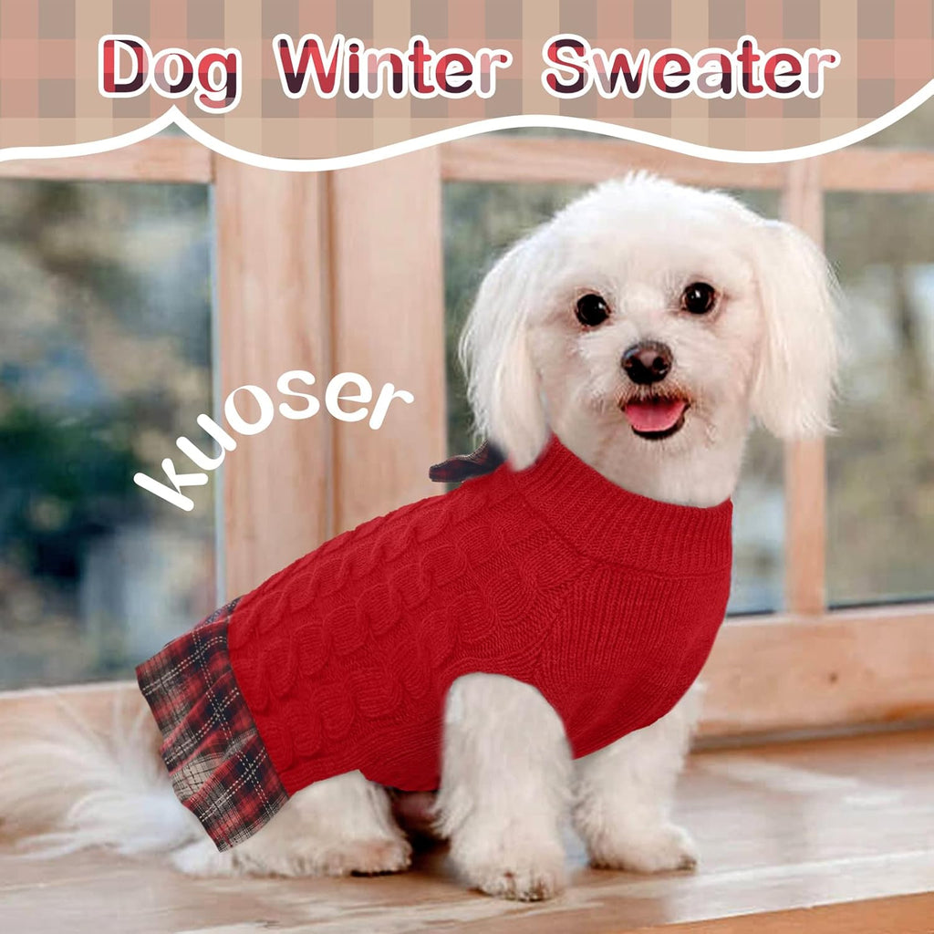 Dog Sweater Warm Pullover Pet Sweater Classic Turtleneck Doggie Knitwear, Puppy Sweaters for Small Medium Dogs Girl Boy