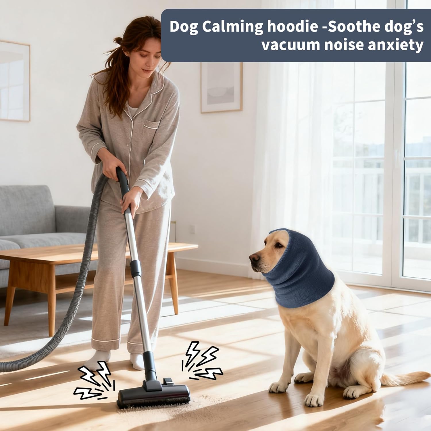 3Pack Dog Calming Hoodie for Small Medium Large Dogs High Elastic Pet Anxiety Relief Ear Wrap Cat Calming Collar Noise Reduce Protection for Fireworks,Thunder,Force Drying (Grey)