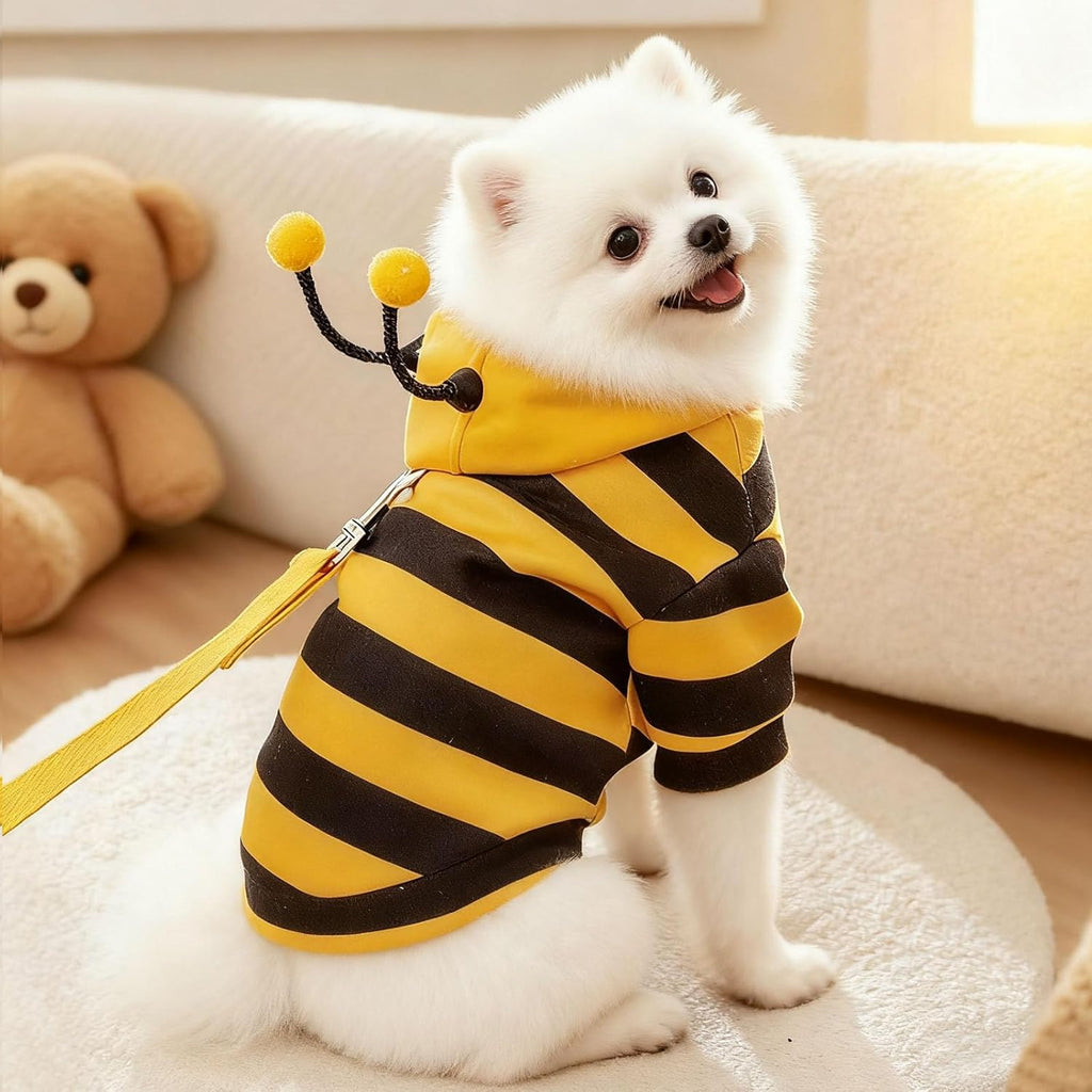 Cat Bee Costume Cat Christmas Costume Cute Cats Clothes Pet Cats Hoodie Warm Kitten Bumblebee Outfit Dog Bee Costumes Holiday Cosplay Puppy Bees Stripes Clothes(Yellow,XS)