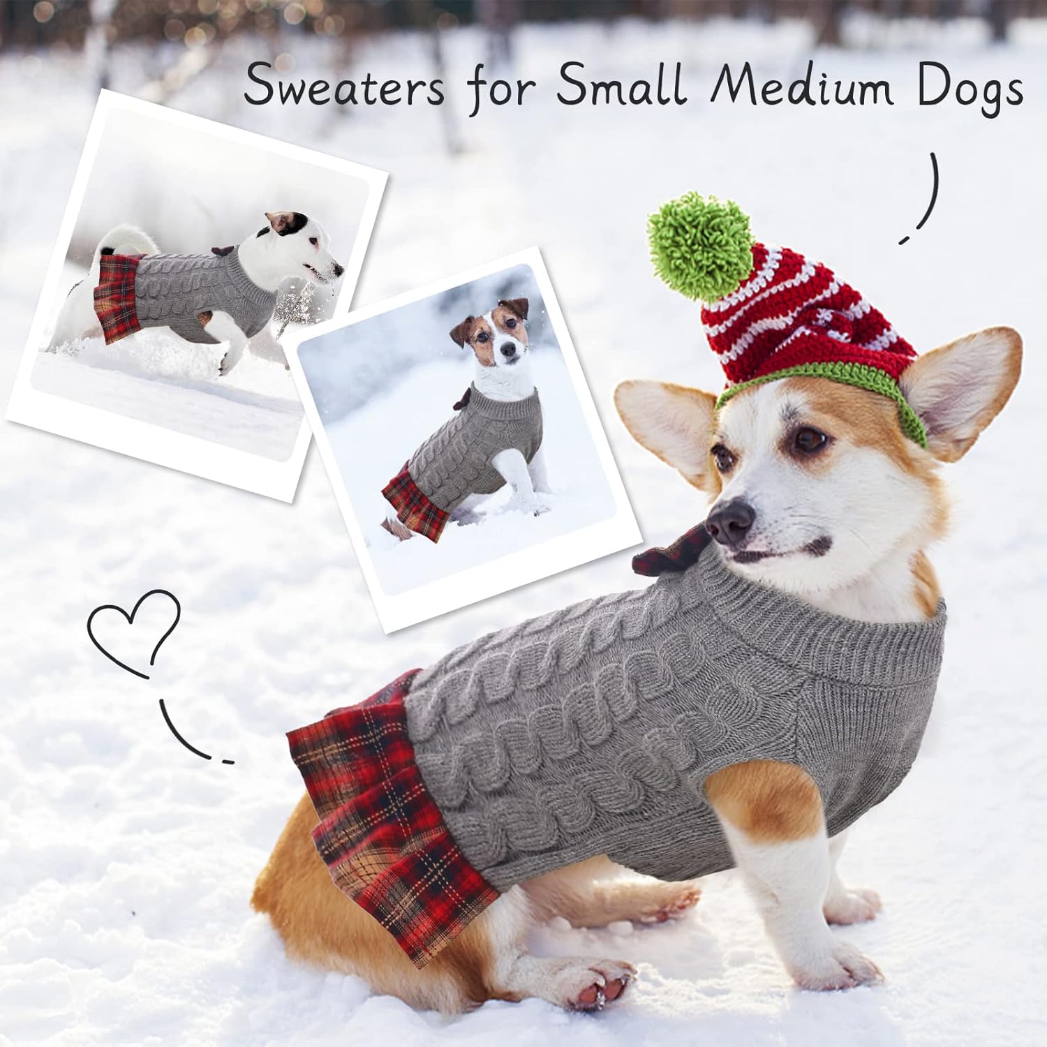 Dog Sweater Warm Pullover Pet Sweater Classic Turtleneck Doggie Knitwear, Puppy Sweaters for Small Medium Dogs Girl Boy