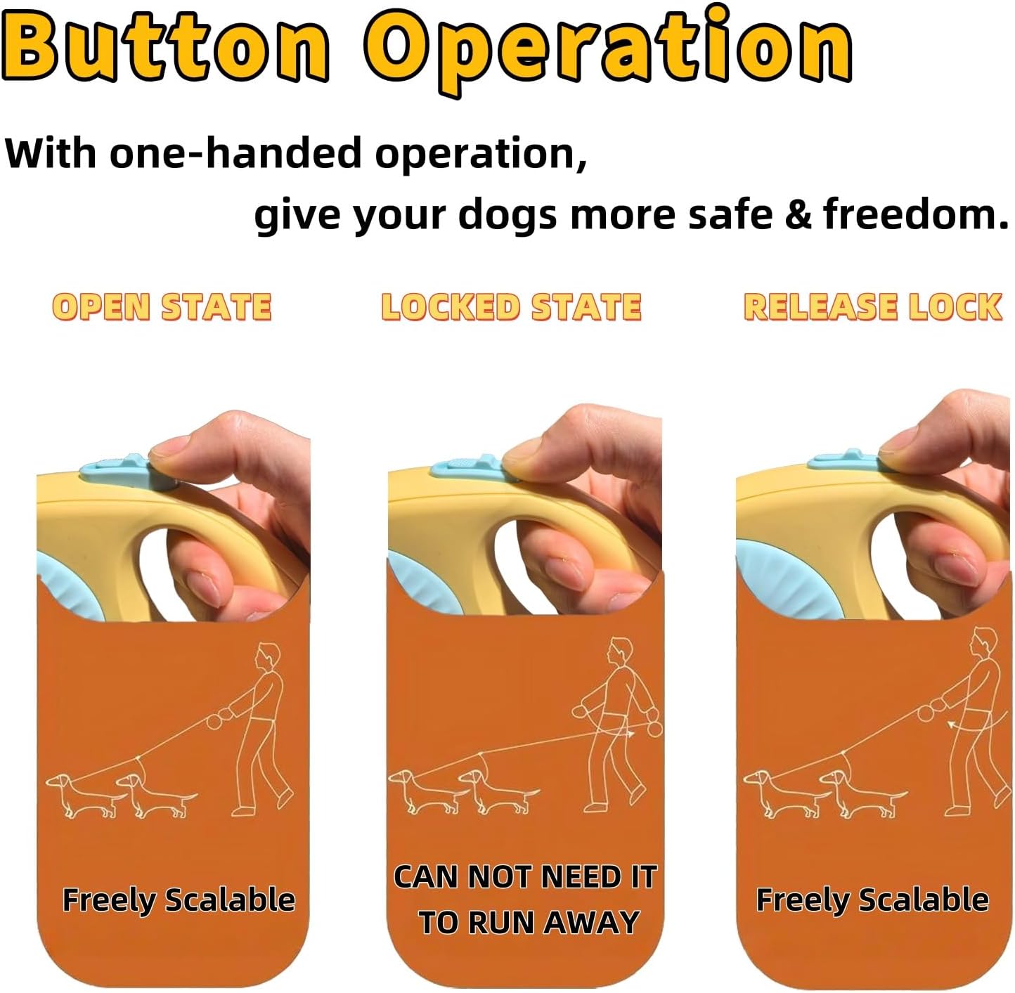 Double Dog Leash for Walking 2 Small Dogs (Up to 33 Lbs Each), Dual Retractable 9.8ft Extendable Strong Nylon Tape Pet Leash with Poop Bags, One-Handed Brake, Pause, Lock (Black)