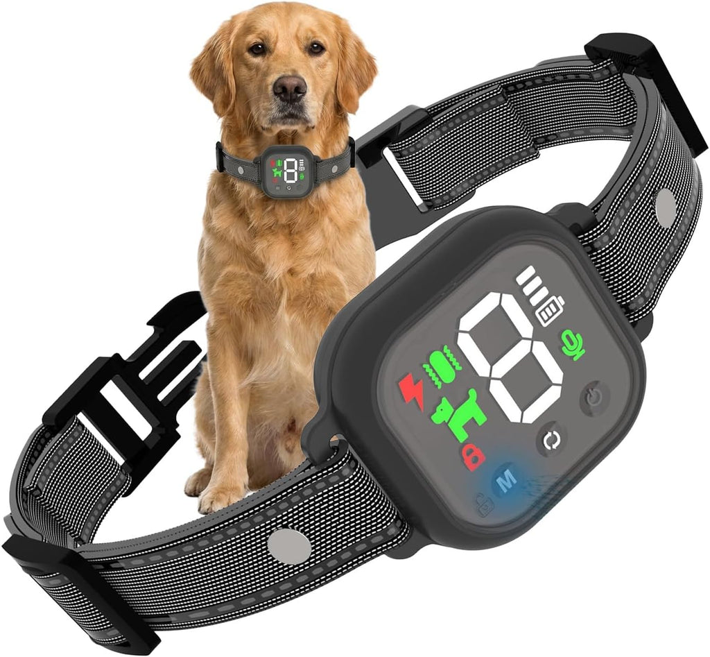Anti-Bark Dog Collar, Smart Bark Control with 4 Modes, 8 Sensitivity Levels, Rechargeable for Dogs (Black)