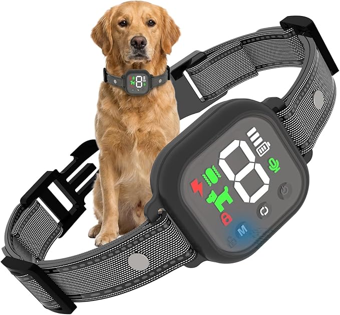 Anti-Bark Dog Collar, Smart Bark Control with 4 Modes, 8 Sensitivity Levels, Rechargeable for Dogs (Black)